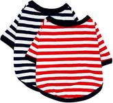 kutkutstyle T-Shirt KUTKUT Set of 2 Pet Dog Cotton Striped Clothing, Puppy Vest T-Shirts Outfits for Dogs and Cats, Breathable Soft Shirt for Small Dogs Kitten Boy and Girl